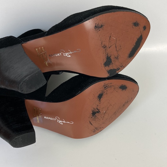 Report Signature Black Suede Chunky Heel Pump - Picture 9 of 15